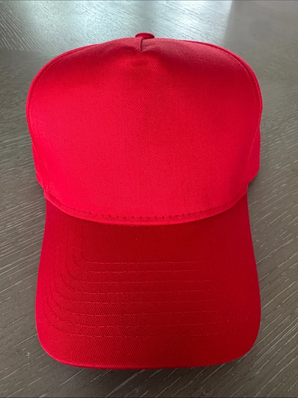 New Red 5 panel a-frame Velcro back hat
